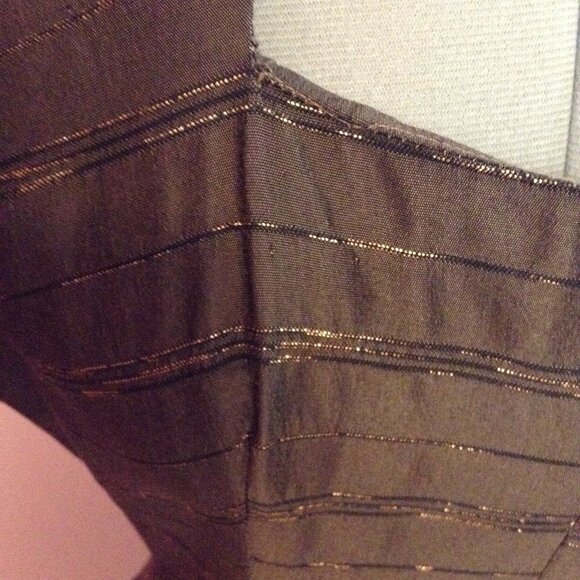 Vintage 1950s Taffeta Brown Cocktail Party Dress with Black Velvet Buttons - Picture 3 of 5